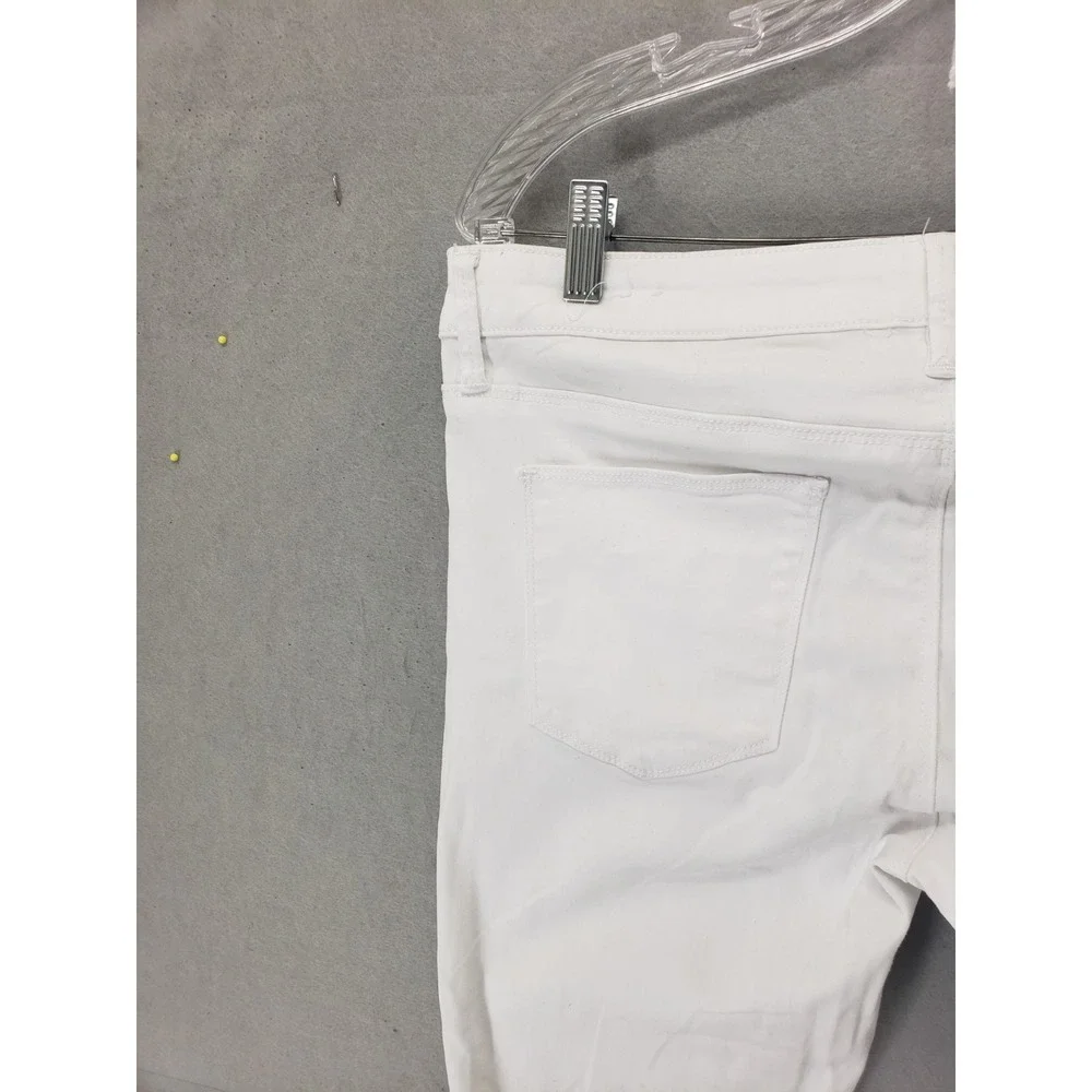 GUESS Women Jeans 29 White Cotton‎ Mid Rise Straight Skinny Fit Denim Trousers